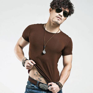 2019 Brand New Men T Shirt Tops V neck Short Sleeve Tees Men's Fashion Fitness Hot T-shirt For Male Free Shipping Size 5XL - My Active Store 