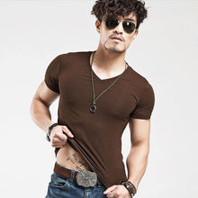 Load image into Gallery viewer, 2019 Brand New Men T Shirt Tops V neck Short Sleeve Tees Men&#39;s Fashion Fitness Hot T-shirt For Male Free Shipping Size 5XL - My Active Store 