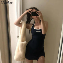 Load image into Gallery viewer, Nibber fashion Basic cotton lace up mini dresses womens summer new black Slim Soft home wear street casual bodycon dresses mujer - My Active Store 