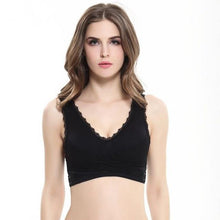 Load image into Gallery viewer, M-3XL Women Underwear Sexy Lingerie Lace Solid Color Cross Side Buckle Wireless Push up Breathable Sleep Sports Bra - My Active Store 