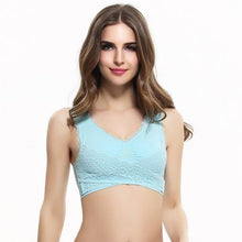 Load image into Gallery viewer, M-3XL Women Underwear Sexy Lingerie Lace Solid Color Cross Side Buckle Wireless Push up Breathable Sleep Sports Bra - My Active Store 