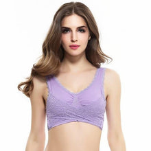 Load image into Gallery viewer, M-3XL Women Underwear Sexy Lingerie Lace Solid Color Cross Side Buckle Wireless Push up Breathable Sleep Sports Bra - My Active Store 