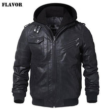 Load image into Gallery viewer, Men's Real Leather Jacket Men Motorcycle Removable Hood winter coat Men Warm Genuine Leather Jackets - My Active Store 