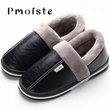 Load image into Gallery viewer, Men's slippers Winter slippers Non slip Indoor Shoes for men leather Big size 49 House shoe Waterproof Warm Memory Foam Slipper - My Active Store 