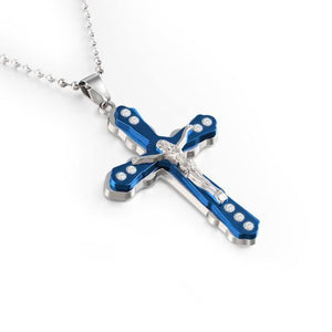 HNSP Fashion Gold Silver Cross Necklace Pendant For Men Male Stainless Steel Jewelry - My Active Store 