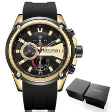 Load image into Gallery viewer, MEGIR Men's Quartz Watches Silicone Strap Leisure Sports Chronograph Wristwatch for Man Clock Relogios Masculino 2086 Gold Black - My Active Store 