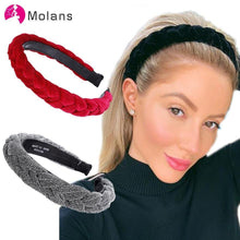 Load image into Gallery viewer, MOLANS Autumn Hair Accessories Wide Shiny Weaving Hairbands Braided Headband Hair Hoop Fashion Hair Bands Bezel Headdress - My Active Store 
