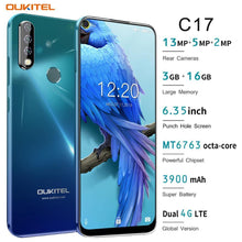 Load image into Gallery viewer, Oukitel C17 Triple Rear Cameras 6.35" Smartphone MT6763 Octa Core Android 9.0 3GB 16GB 3900mAh Fingerprint Face ID Mobile Phone - My Active Store 