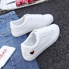 Load image into Gallery viewer, Leather Woman Shoes Fashion New Woman PU Leather Shoes Ladies Breathable Cute Heart Flats Casual Shoes White Sneakers Fashion - My Active Store 