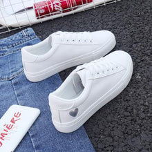 Load image into Gallery viewer, Leather Woman Shoes Fashion New Woman PU Leather Shoes Ladies Breathable Cute Heart Flats Casual Shoes White Sneakers Fashion - My Active Store 