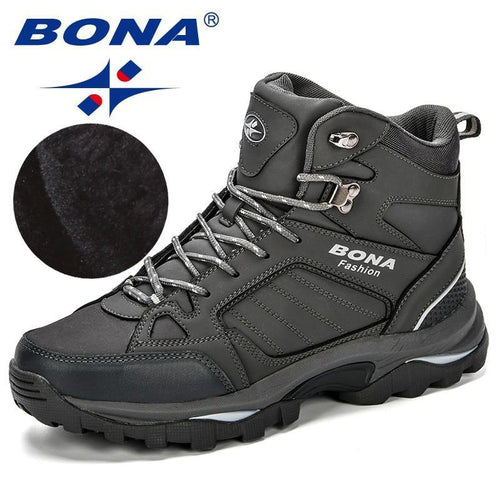 BONA Men Boots Anti-Skidding Leather Shoes Men Popular Comfy Spring Autumn Men Shoes Short Plush Snow Boots Durable Outsole - My Active Store 