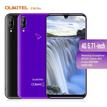 Load image into Gallery viewer, OUKITEL 4G LTE Mobile Phone C16 Pro 5.71 inch Android 9.0 19:9 Waterdrop CellPhone MT6761P Quad 3GB RAM 32GB ROM Smartphone - My Active Store 
