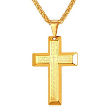 Load image into Gallery viewer, U7 Big Cross Necklaces Black/Gold Color Stainless Steel Bible Cross Pendant &amp; Chain For Men Hip Hop Jewelry Christmas Gift P868 - My Active Store 