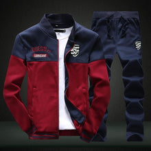 Load image into Gallery viewer, Riinr Brand New Men Sets Fashion Autumn Spring Sporting Suit Sweatshirt +Sweatpants Mens Clothing 2 Pieces Sets Slim Tracksuit - My Active Store 
