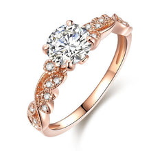 Load image into Gallery viewer, 2018 New Rose Gold Color Rings Fashion Retro Flower Cubic Zirconia Engagement Thin Ring Jewelry For Women Dropshipping - My Active Store 