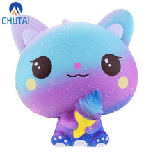 Load image into Gallery viewer, New Galaxy Ice Cream Cat Kitty Squishy Slow Rising Cute Jumbo Strap Soft Squeeze Scented Bread Cake Toy Gift Kid Fun 11*11*7CM - My Active Store 