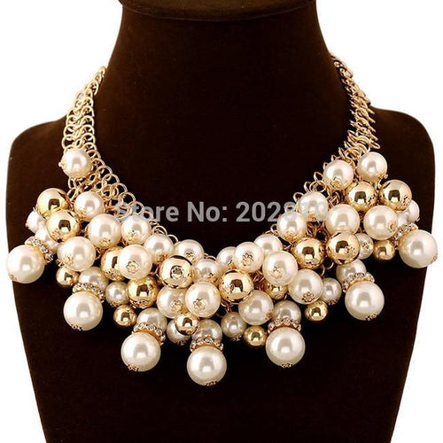 2019 new model big & chunky chain pearl necklace for gold-color,fine quality pearl multi-layer necklaces for Wedding & party - My Active Store 