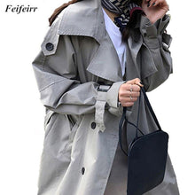Load image into Gallery viewer, Abrigos Spring Autumn 2018 Korean Fashion Double Breasted Mid-long Trench Coat Mujer Loose Belt large size Windbreak Outwear - My Active Store 