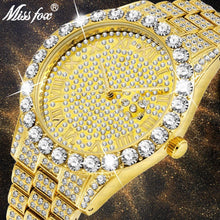 Load image into Gallery viewer, MISSFOX Men's Watch 2019 Top Selling Luxury Brand Gold Men Fashion Watches Men Big Diamond Bracelet Luxury Watch Men Gift Box - My Active Store 
