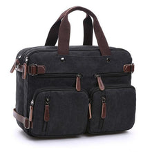 Load image into Gallery viewer, Scione Men Canvas Bag Leather Briefcase Travel Suitcase Messenger Shoulder Tote Back Handbag Large Casual Business Laptop Pocket - My Active Store 