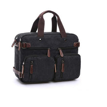 Load image into Gallery viewer, Scione Men Canvas Bag Leather Briefcase Travel Suitcase Messenger Shoulder Tote Back Handbag Large Casual Business Laptop Pocket - My Active Store 