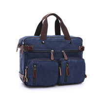 Load image into Gallery viewer, Scione Men Canvas Bag Leather Briefcase Travel Suitcase Messenger Shoulder Tote Back Handbag Large Casual Business Laptop Pocket - My Active Store 