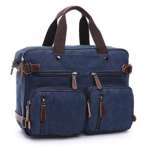 Load image into Gallery viewer, Scione Men Canvas Bag Leather Briefcase Travel Suitcase Messenger Shoulder Tote Back Handbag Large Casual Business Laptop Pocket - My Active Store 