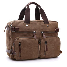 Load image into Gallery viewer, Scione Men Canvas Bag Leather Briefcase Travel Suitcase Messenger Shoulder Tote Back Handbag Large Casual Business Laptop Pocket - My Active Store 