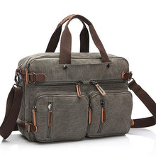 Load image into Gallery viewer, Scione Men Canvas Bag Leather Briefcase Travel Suitcase Messenger Shoulder Tote Back Handbag Large Casual Business Laptop Pocket - My Active Store 