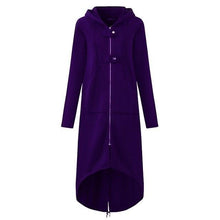 Load image into Gallery viewer, CROPKOP Fashion Long Sleeve Hooded Trench Coat 2018 Autumn Black Zipper Plus Size 5XL Velvet Long Coat Women Overcoat Clothes - My Active Store 