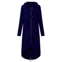 Load image into Gallery viewer, CROPKOP Fashion Long Sleeve Hooded Trench Coat 2018 Autumn Black Zipper Plus Size 5XL Velvet Long Coat Women Overcoat Clothes - My Active Store 