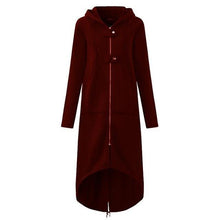 Load image into Gallery viewer, CROPKOP Fashion Long Sleeve Hooded Trench Coat 2018 Autumn Black Zipper Plus Size 5XL Velvet Long Coat Women Overcoat Clothes - My Active Store 