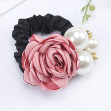 Load image into Gallery viewer, Fashion Women Rose Elastic Hair Bands Big Flower Rhinestones Imitation Pearls Flower Hair Rope Charms Rubber Hair Accessories - My Active Store 